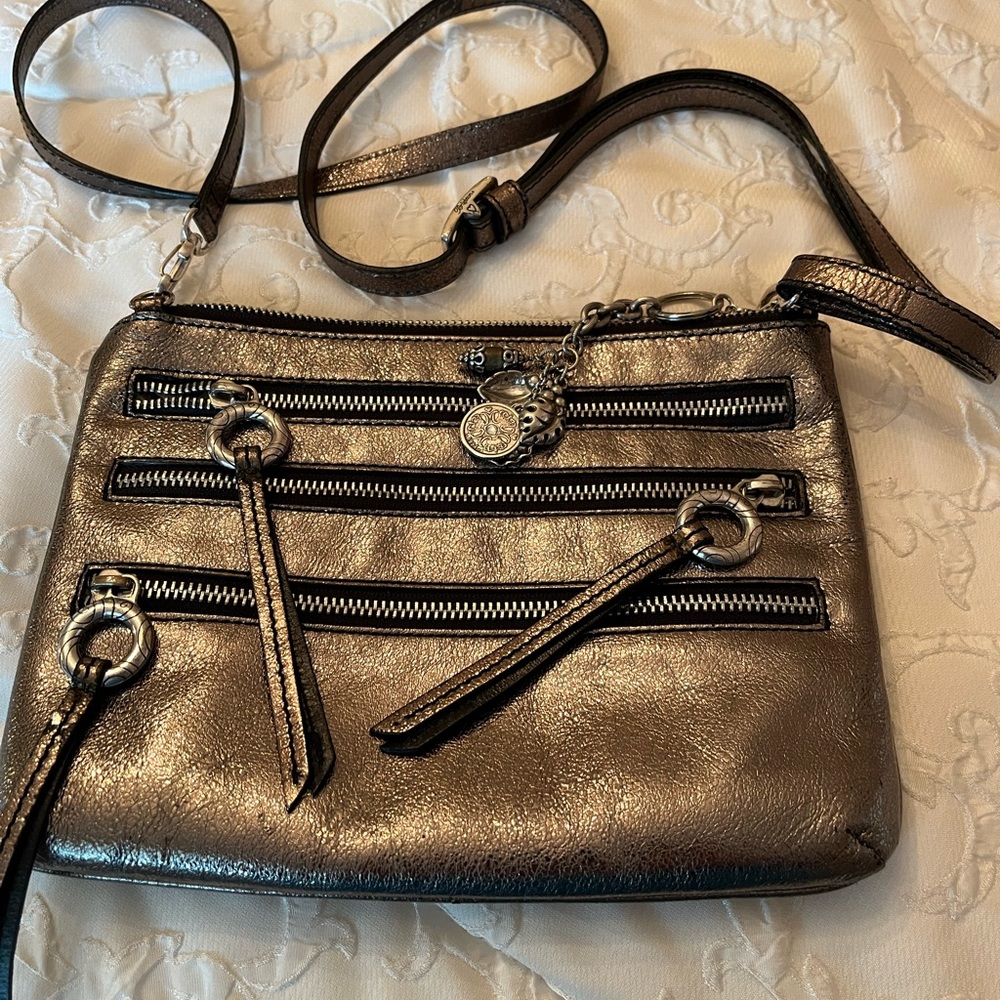Brighton crossbody bag. Go with everything pewter color.